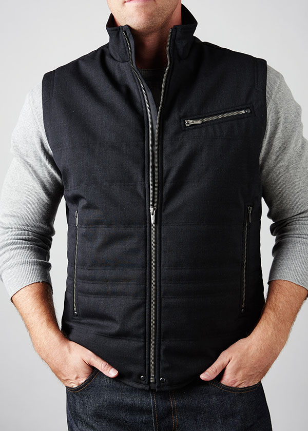 Graphite Men's Wool Knitted Blended Stand Collar Adult Fashion Casual Wear Woven Vest