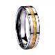 Gold Carbon Firber Inlaid Tungsten Ring, R05271BTungsten
