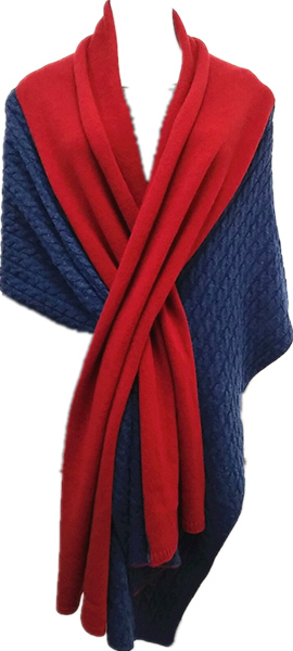 LADIES' BIG COLOR BLOCKED CABLE SCARF