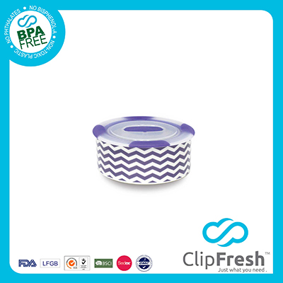 Ceramic Round Soup Storage (Push Button and Non-sliping) 310ML
