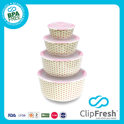 Ceramic Round Food Storage set 4pcs (push botton) CFPL6100 x 1(0.29L) CFPL6101 x 1(0.8L) CFPL6102 x 1(1.5L) CFPL6102 x 1(2.8L)