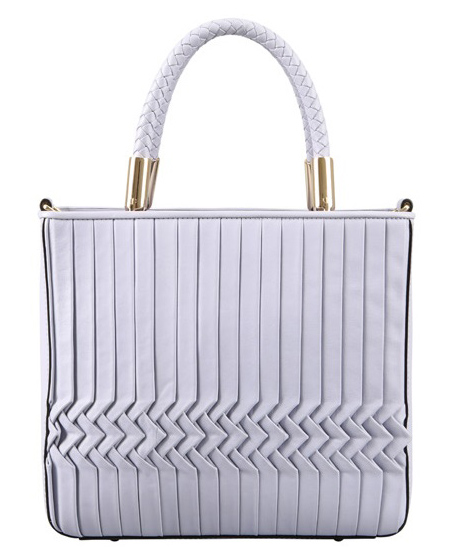 Light purple / Black / Ivory Cowhide Leather Fashion Casual Top Handle Ladies' Handbag Shoulder Bag