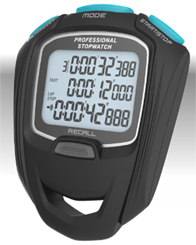Professional Stopwatch with Large Display Option 100/200/500 3 Rows Large Display Self-Serviceable Battery