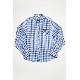 Cotton Blue Checked Long Sleeves Shirt (osh338001(