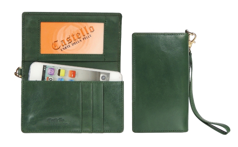 Castello Genuine Cowhide Leather Case for iPhone with Wristlet