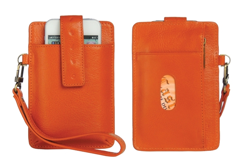 Castello Snap Strap Leather iPhone Case with Wristlet