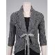 Shawl Neck Elbow Sleeve Cardigan with velvet tie