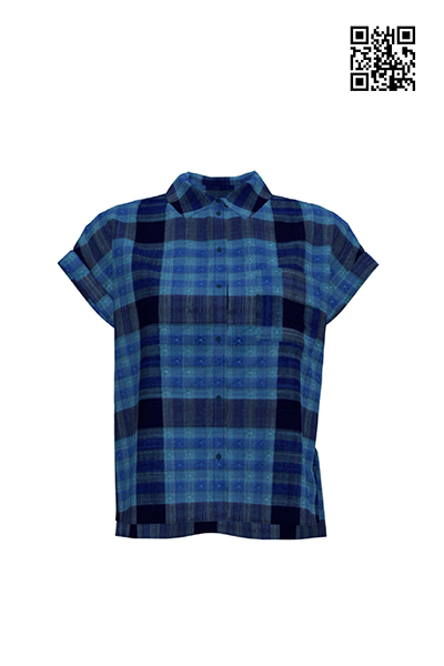 Royal Blue Short Sleeve Plaid Shirt