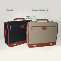 Cotton Twill with Leather Trim