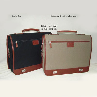 Cotton Twill with Leather Trim