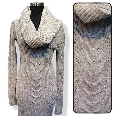 Ladies Turtle-Neck Pullover with 3D cabling