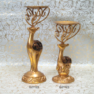 Gold Christmas Deer Candle Holders