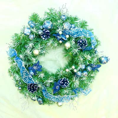 18 inches Wreath (Blue/Silver)