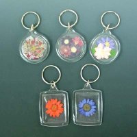 Square Pressed Flower Keychain