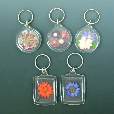 Square Pressed Flower Keychain
