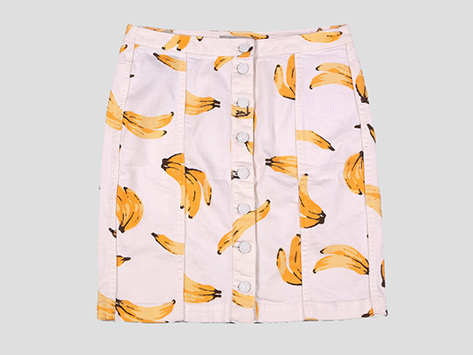 Ladies' printed btn fly stretch skirts