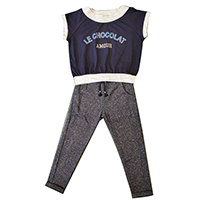 Girl's Knit Printed Top & Sparkle Trouser Set