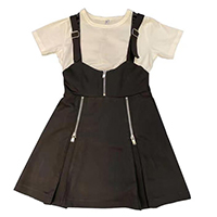 Girl's Dungaree Dress Woven and T-shirt Knit