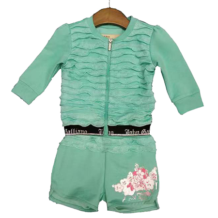 Baby Girl's Frilled Zip Front Top & Printed Short