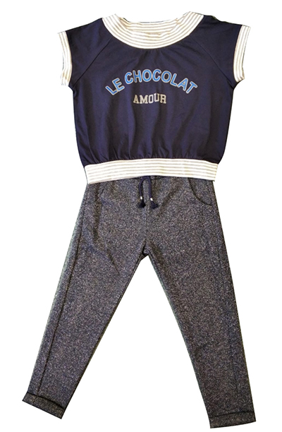Girl's Knit Printed Top & Sparkle Trouser Set