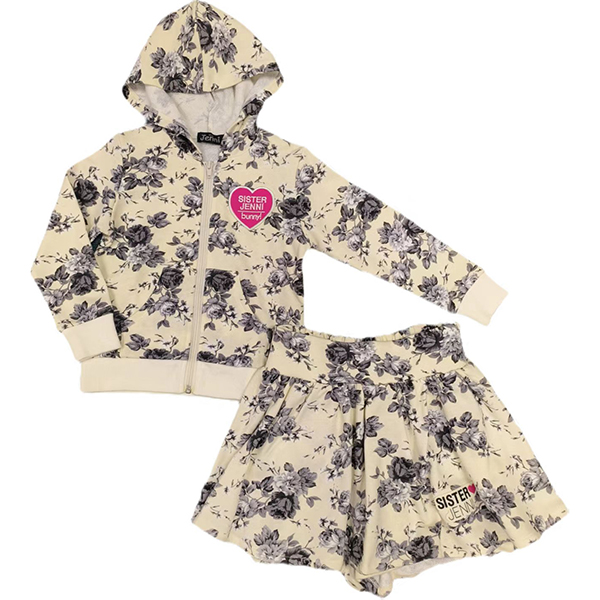 Hooded Zip Front Opening Jacket & Skirt Shorts