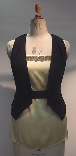 Black Blended Wool Waistcoat