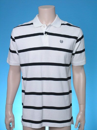 Mens stripe polo with garment wash