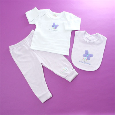 Infant's 100% Cotton Knitted 3-PCS Set,(T-Shirt + Pant + Bib)