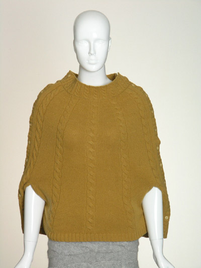 LADIES' CREW NECK SLEEVLESS CARDIGAN (7GG CABLE+RIB )