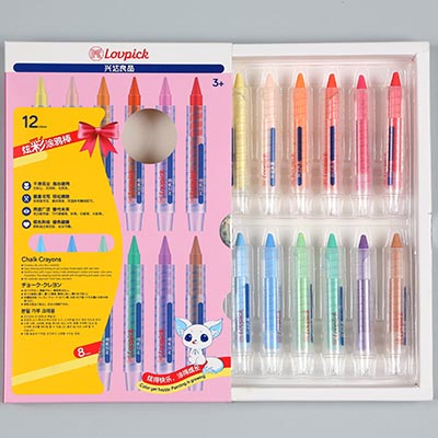 12 Light-colored Chalk Crayons, Replaceable