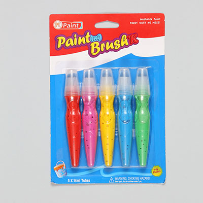 JUMBO TIP WASHABLE PAINT BRUSHES 5X14ML