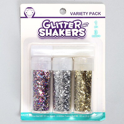 VARIETY PACK GLITTER SHAKERS 3X9G+6ML(GLUE)