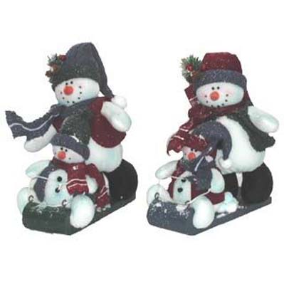 2 ASST SNOWMEN ON SLED