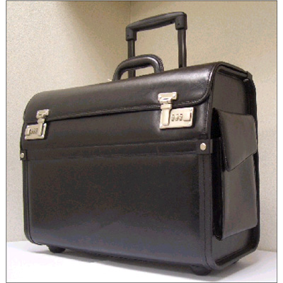 Leather Pilot Case with trolley handle