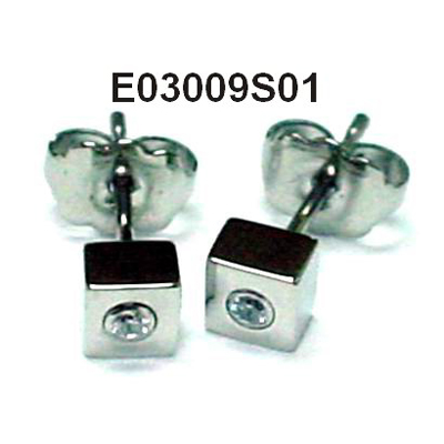 316L Steel Square Earring with CZ Stone