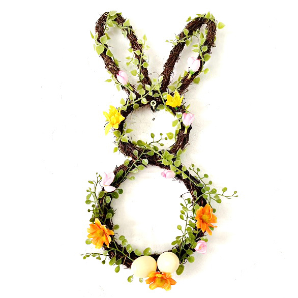40cm Rattern Rabbit Hanger with Easter Egg and Decor