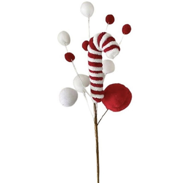 40cm Pick with ball and Stick and Decor, Col: Red/White