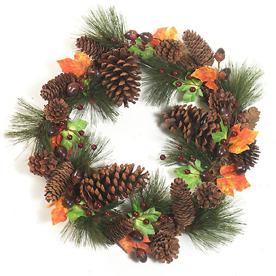 38cm PVC Wreath with Cone & Berry