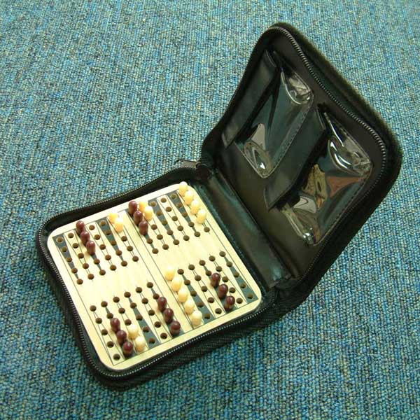 Travel Backgammon in zipper pouch