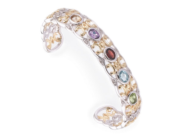 Sell Multi-color semi-precious stone diamond accent bangle