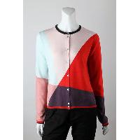 12gg Intarsia Color Block Cardigan