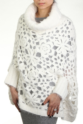 Allover hand knit +crochet poncho