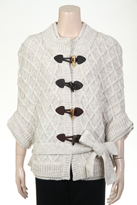 3gg Computer machine knit TexturedBat Wing Poncho