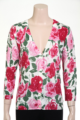 12gg Printed Rose Cardigan