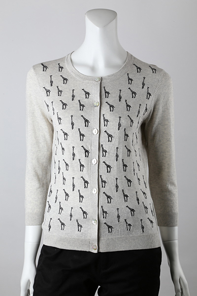 14gg Jersey Knitted with Embroidery Front Cardigan