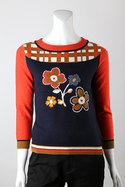 12gg Intarsia with Hand Embroidery Front Jumper