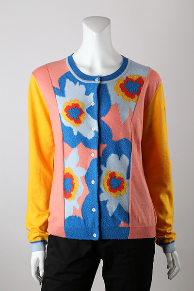 12gg Intarsia Front with Contrast Baby Bocule Cardigan