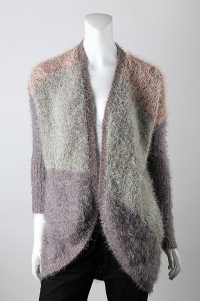 3gg Intarsia Coat with Feather Yarn