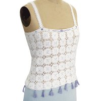 Sell Hand crochet hem trimming w / tessels Vest