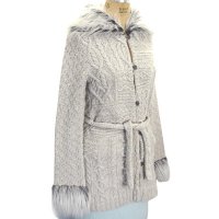 Sell Hand knit Fur collar long sleeve cheeker Jacket